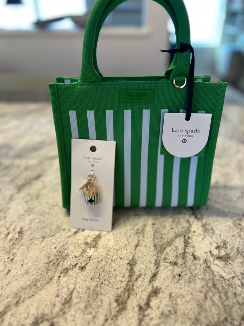 kate spade green & gold fries bag charm